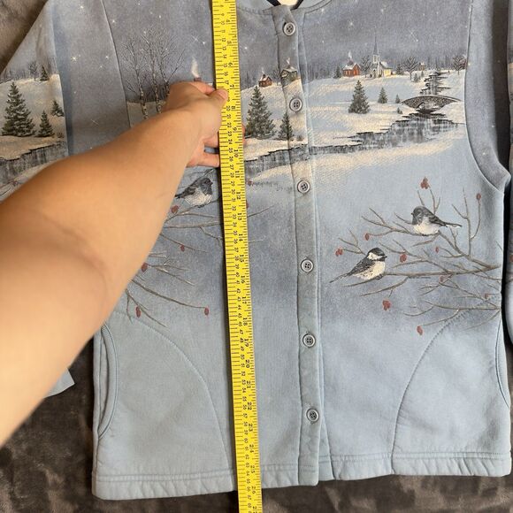 Vintage Nature All Over Print Pullover Button Up Women’s Small Long Sleeve - Picture 3 of 6